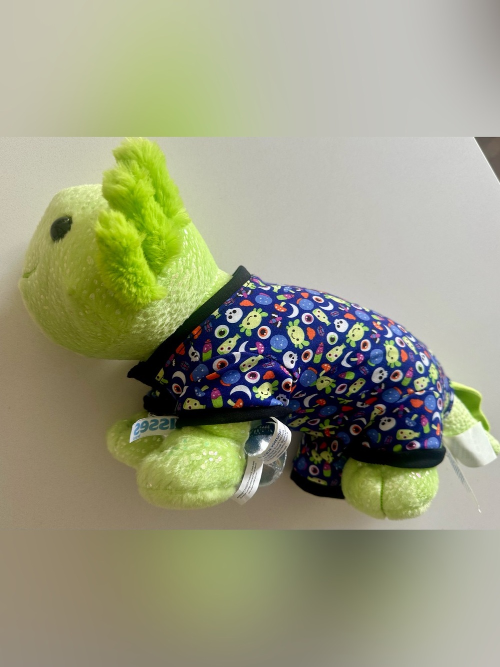 Build a Bear Green Axoglowtl Plush Stuffed Animal with Halloween Hershey sleeper
